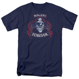 Bon Jovi Forever Skull Mens T Shirt Navy Blue