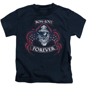 Bon Jovi Forever Skull Juvenile Kids Youth T Shirt Navy Blue