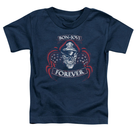 Bon Jovi Forever Skull Toddler Kids Youth T Shirt Navy Blue