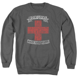 Bon Jovi Bad Medicine Mens Crewneck Sweatshirt Charcoal