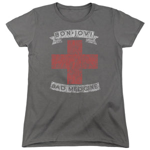 Bon Jovi Bad Medicine Womens T Shirt Charcoal