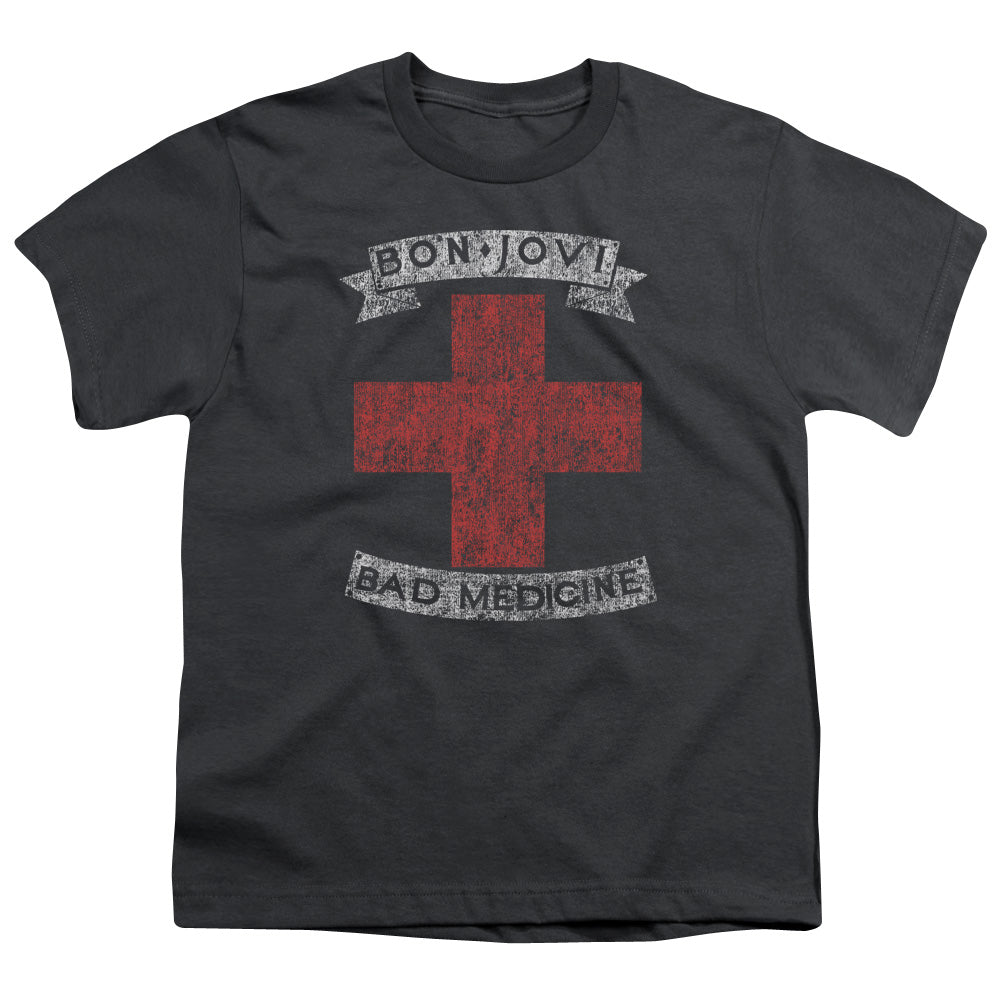 Bon Jovi Bad Medicine Kids Youth T Shirt Charcoal