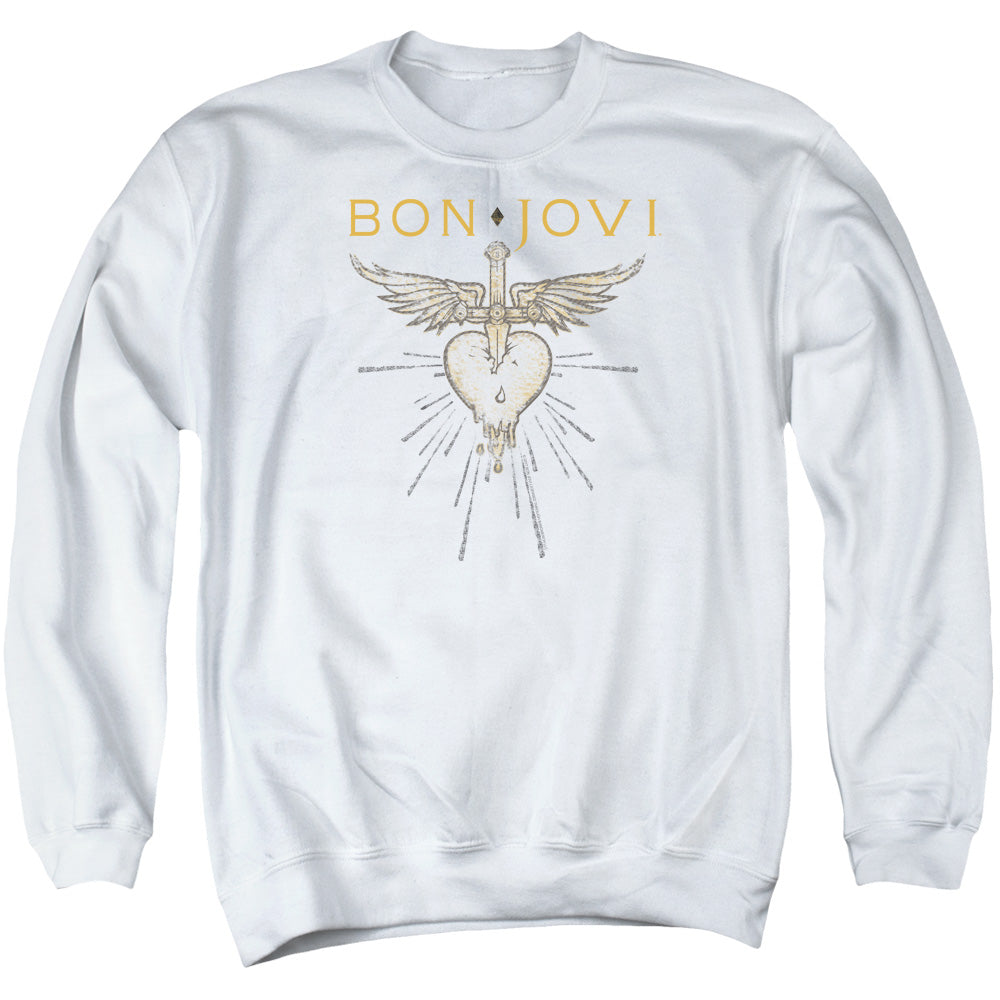 Bon Jovi Greatest Hits Mens Crewneck Sweatshirt White