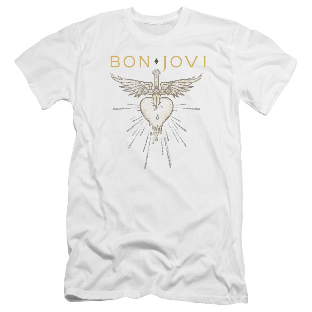 Bon Jovi Greatest Hits Premium Bella Canvas Slim Fit Mens T Shirt White