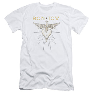 Bon Jovi Greatest Hits Slim Fit Mens T Shirt White