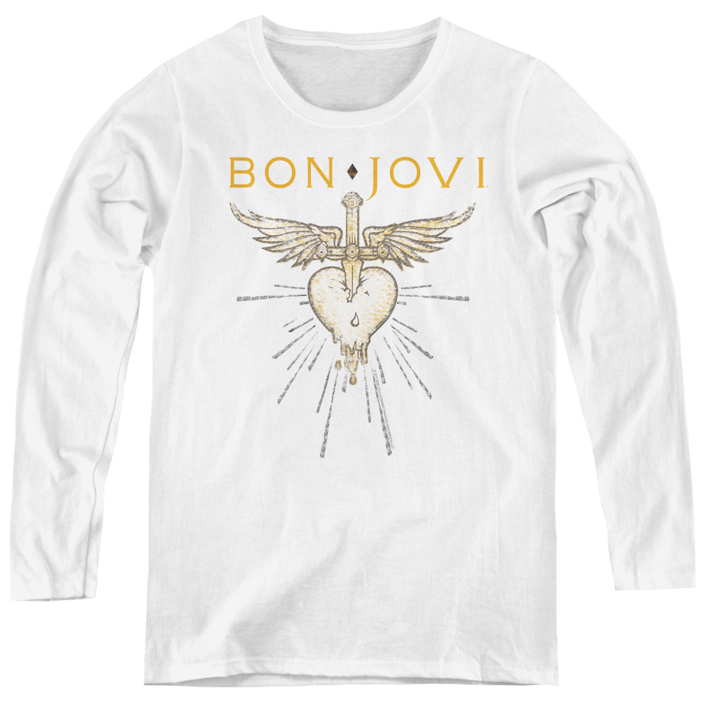 Bon Jovi Greatest Hits Womens Long Sleeve Shirt White