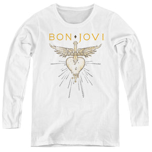 Bon Jovi Greatest Hits Womens Long Sleeve Shirt White