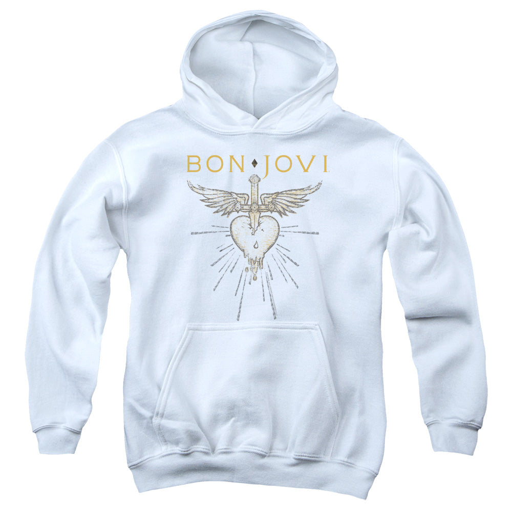 Bon Jovi Greatest Hits Kids Youth Hoodie White