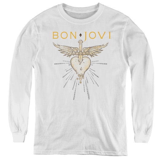 Bon Jovi Greatest Hits Long Sleeve Kids Youth T Shirt White