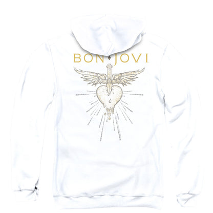 Bon Jovi Greatest Hits Back Print Zipper Mens Hoodie White