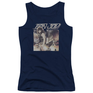 Bon Jovi Runaway Jon Womens Tank Top Shirt Navy Blue