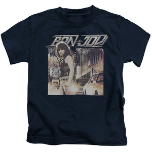 Bon Jovi Runaway Jon Juvenile Kids Youth T Shirt Navy Blue