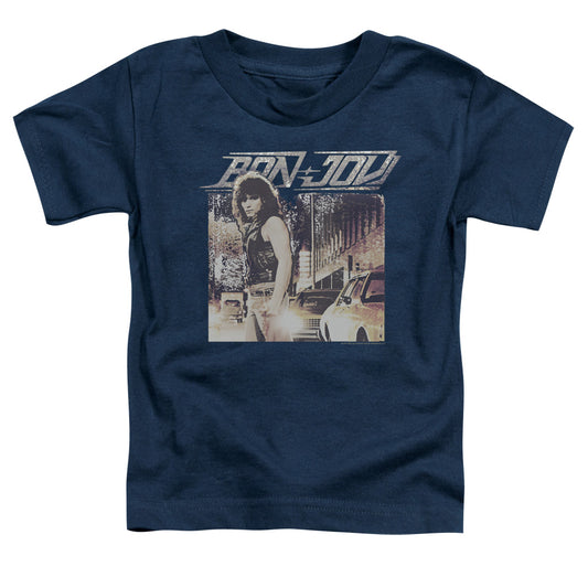 Bon Jovi Runaway Jon Toddler Kids Youth T Shirt Navy Blue