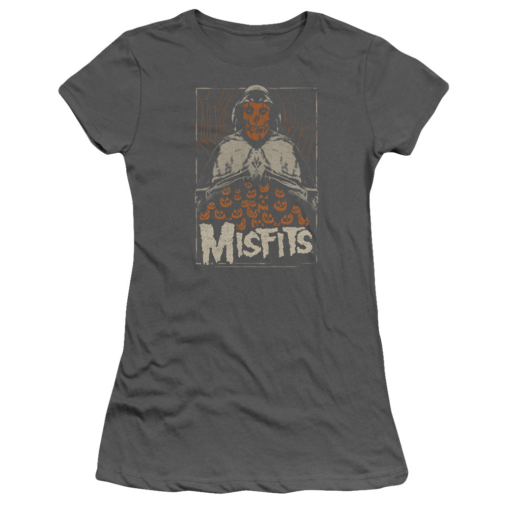 Misfits I Remember Halloween Junior Sheer Cap Sleeve Womens T Shirt Charcoal