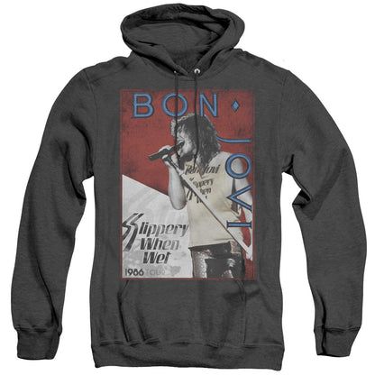 Bon Jovi 86 Tour Mens Heather Hoodie Black Officially Licensed