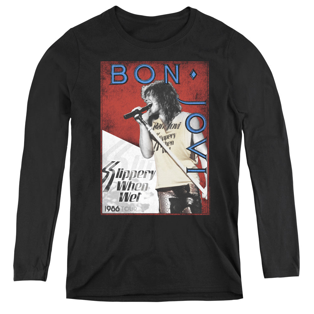 Bon Jovi 86 Tour Womens Long Sleeve Shirt Black