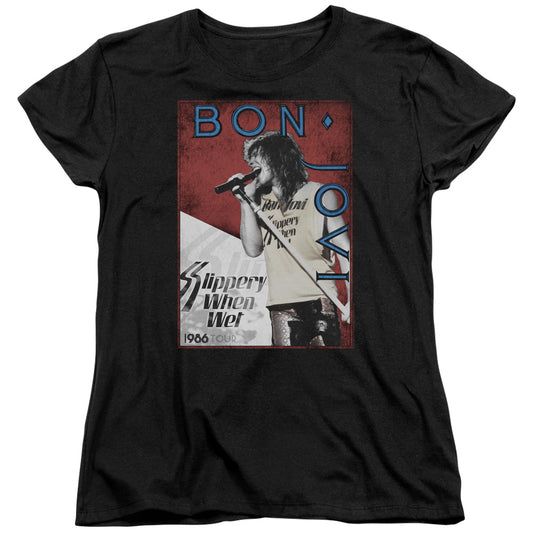 Bon Jovi 86 Tour Womens T Shirt Black