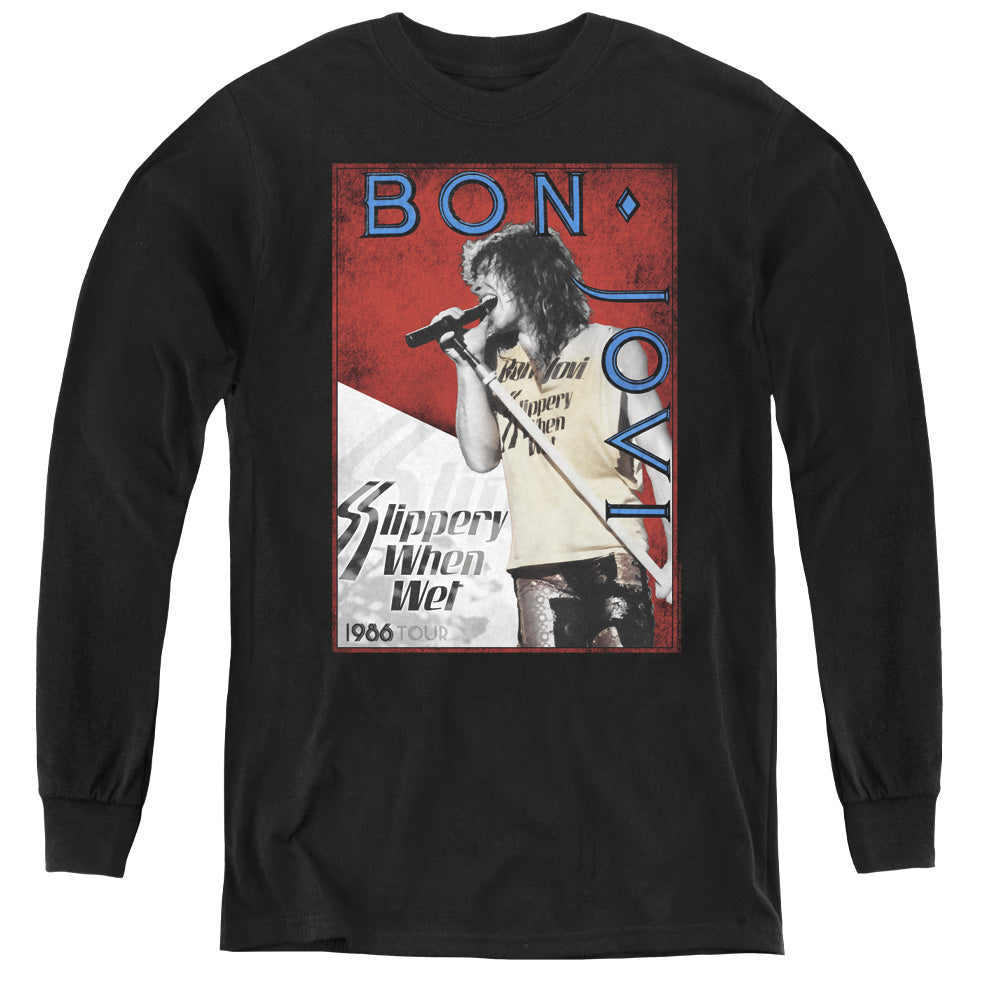 Bon Jovi 86 Tour Long Sleeve Kids Youth T Shirt Black