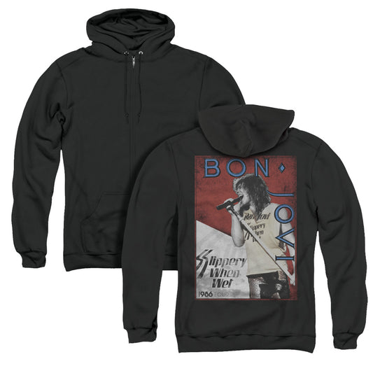 Bon Jovi 86 Tour Back Print Zipper Mens Hoodie Black