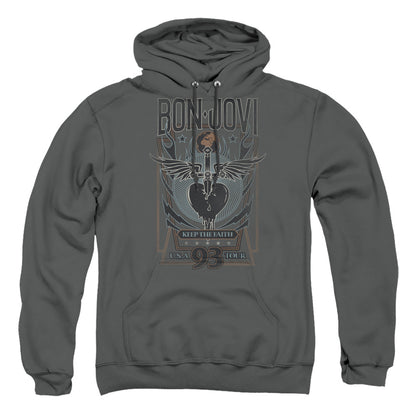 Bon Jovi Keep The Faith Mens Hoodie Charcoal