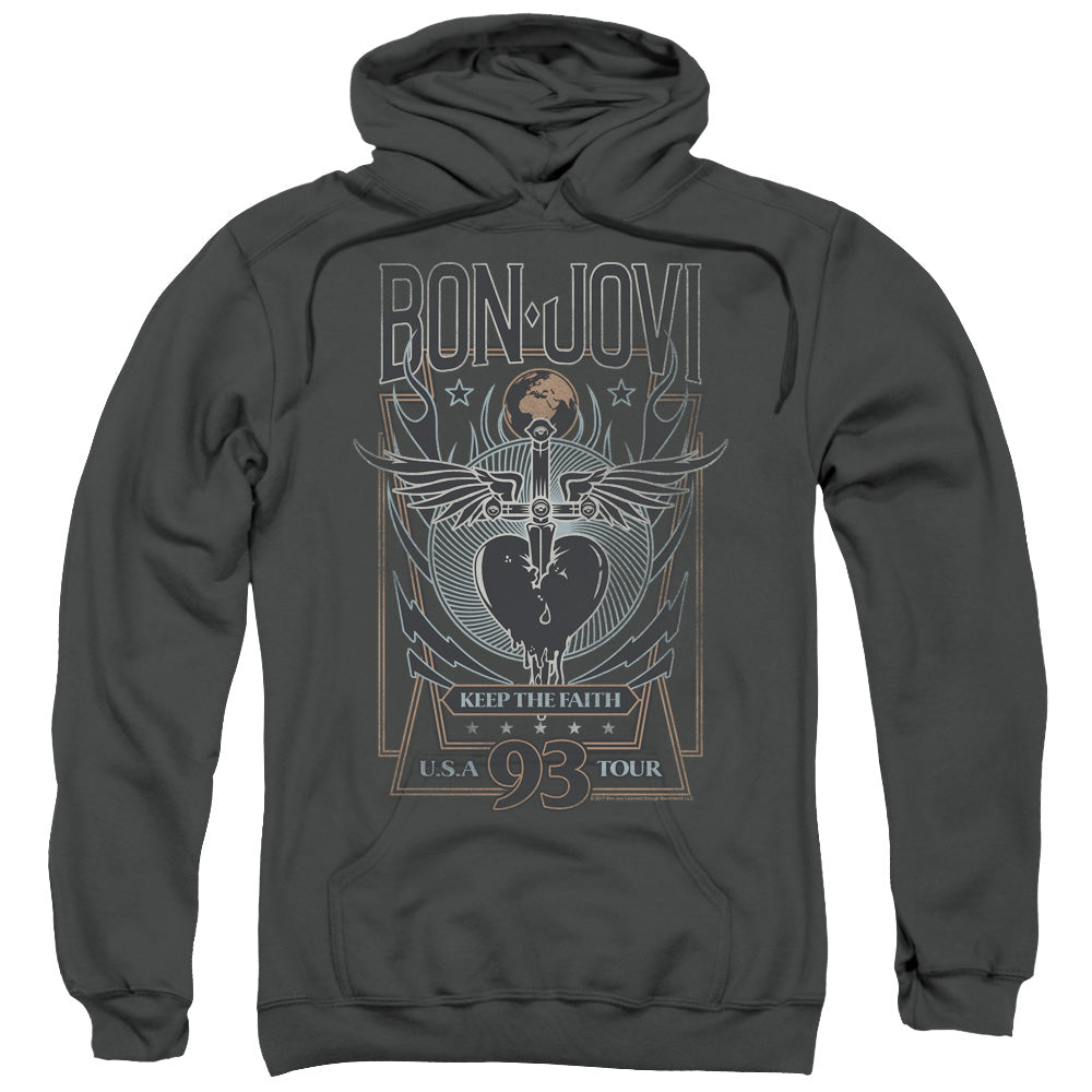 Bon Jovi Keep The Faith Mens Hoodie Charcoal