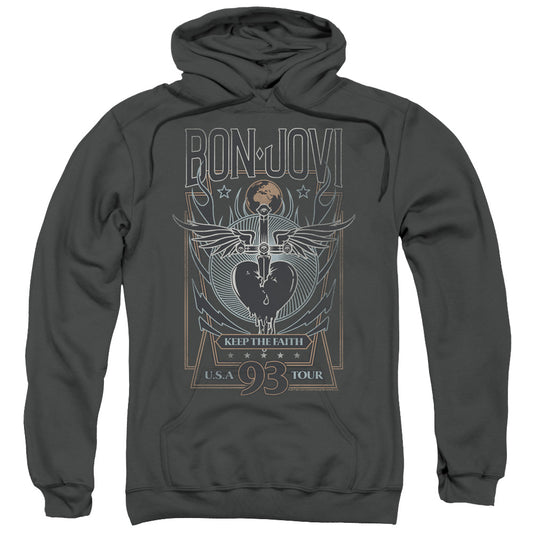 Bon Jovi Keep The Faith Mens Hoodie Charcoal