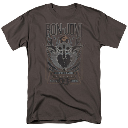 Bon Jovi Keep The Faith Mens T Shirt Charcoal