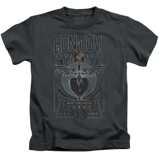 Bon Jovi Keep The Faith Juvenile Kids Youth T Shirt Charcoal