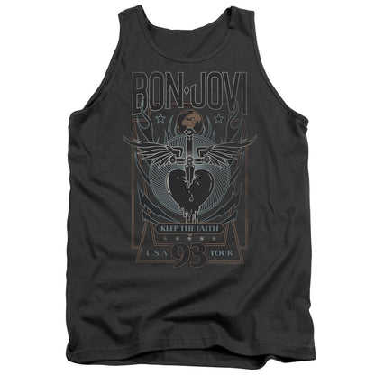 Bon Jovi Keep The Faith Mens Tank Top Shirt Charcoal