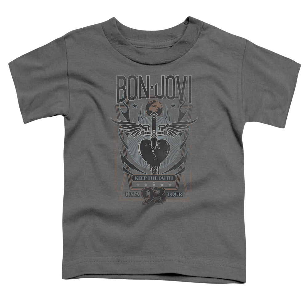 Bon Jovi Keep The Faith Toddler Kids Youth T Shirt Charcoal