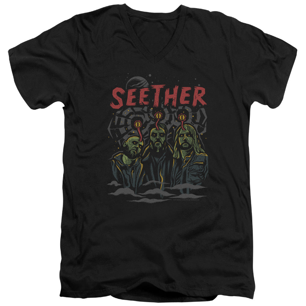 Seether Mind Control Mens Slim Fit V-Neck T Shirt Black