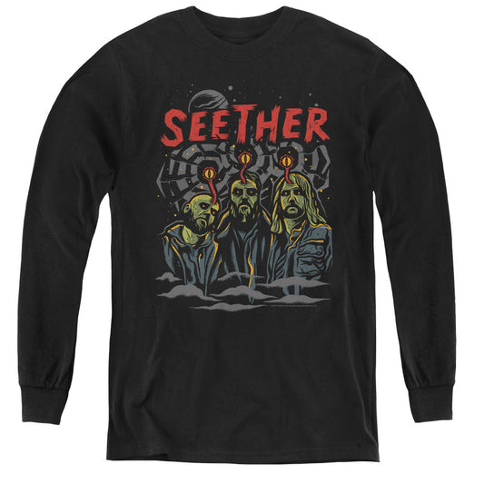 Seether Mind Control Long Sleeve Kids Youth T Shirt Black