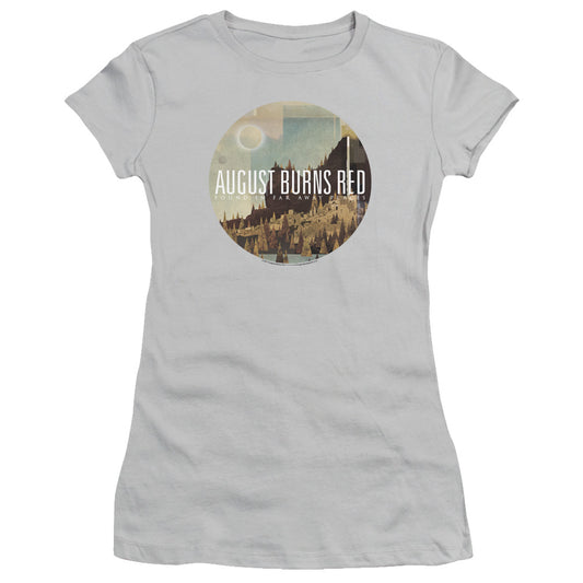 August Burns Red Far Away Places Junior Sheer Cap Sleeve Womens T Shirt Silver