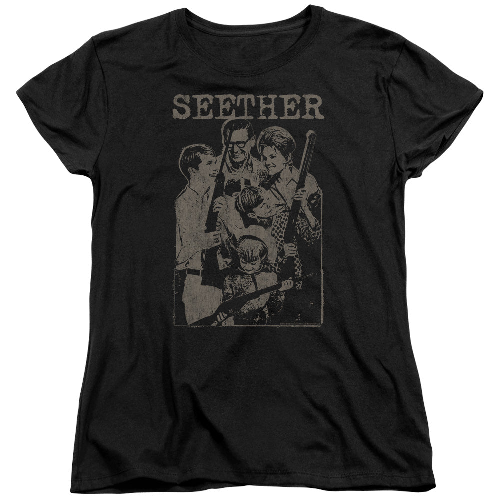 Seether Happy Family Womens T Shirt Black