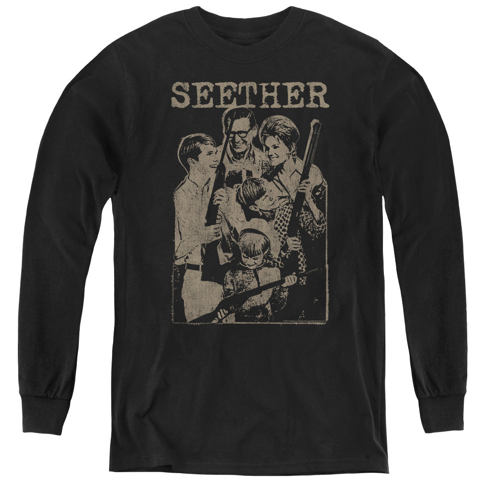 Seether Happy Family Long Sleeve Kids Youth T Shirt Black