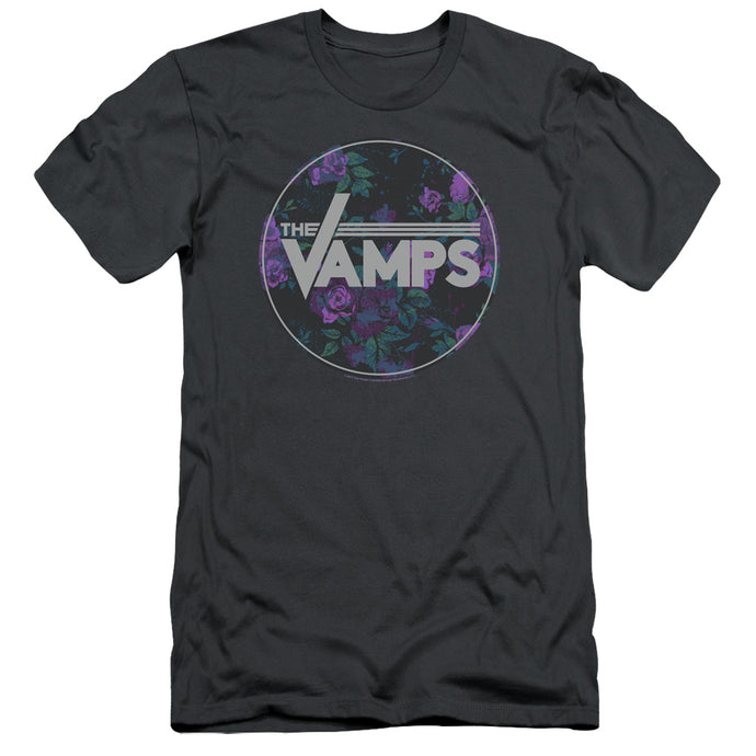The Vamps Floral Vamps Slim Fit Mens T Shirt Charcoal
