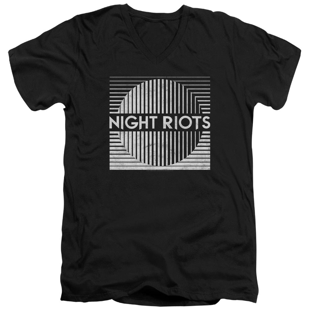 Night Riots Mens Slim Fit V-Neck T Shirt Black