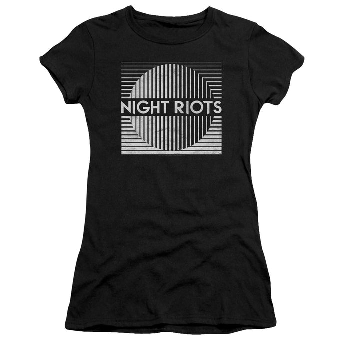 Night Riots Junior Sheer Cap Sleeve Womens T Shirt Black