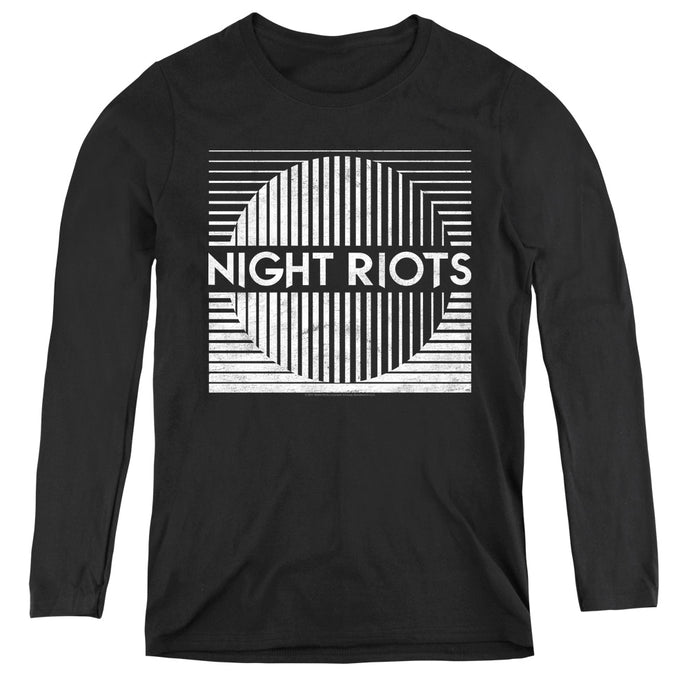 Night Riots Womens Long Sleeve Shirt Black