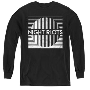 Night Riots Long Sleeve Kids Youth T Shirt Black