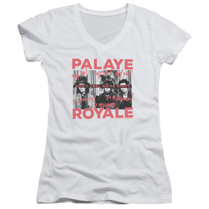 Palaye Royale Oh No Junior Sheer Cap Sleeve V-Neck Womens T Shirt White