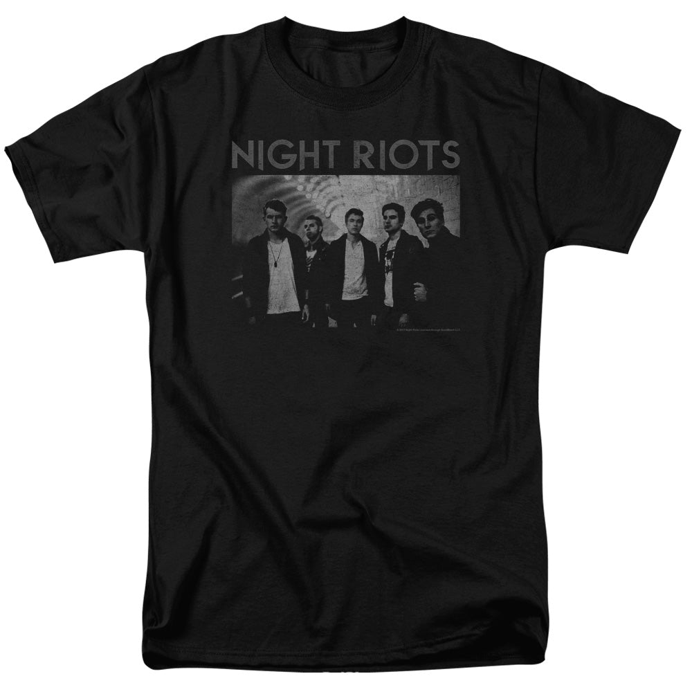 Night Riots Greyscale Mens T Shirt Black