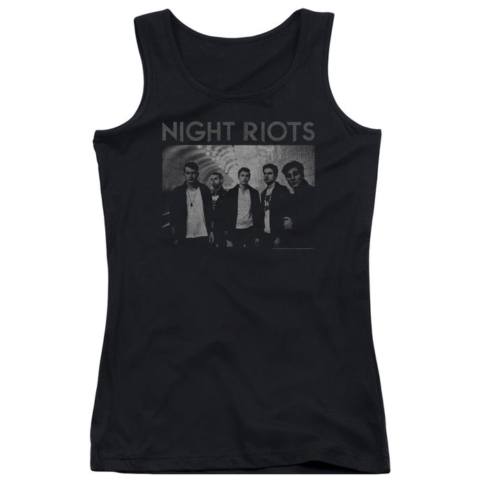 Night Riots Greyscale Womens Tank Top Shirt Black