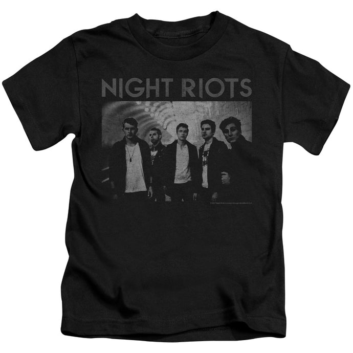 Night Riots Greyscale Juvenile Kids Youth T Shirt Black