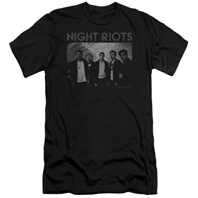 Night Riots Greyscale Premium Bella Canvas Slim Fit Mens T Shirt Black