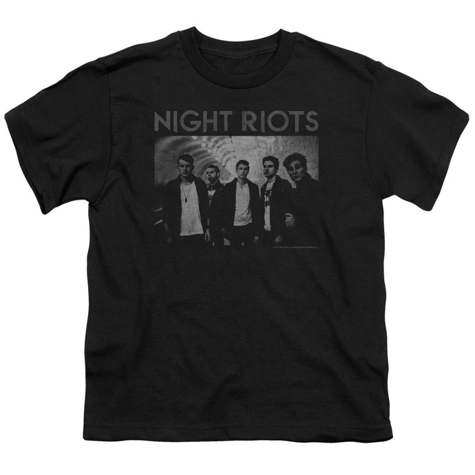 Night Riots Greyscale Kids Youth T Shirt Black