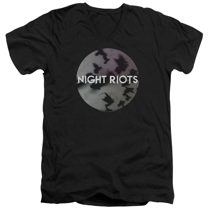 Night Riots Flock Mens Slim Fit V-Neck T Shirt Black
