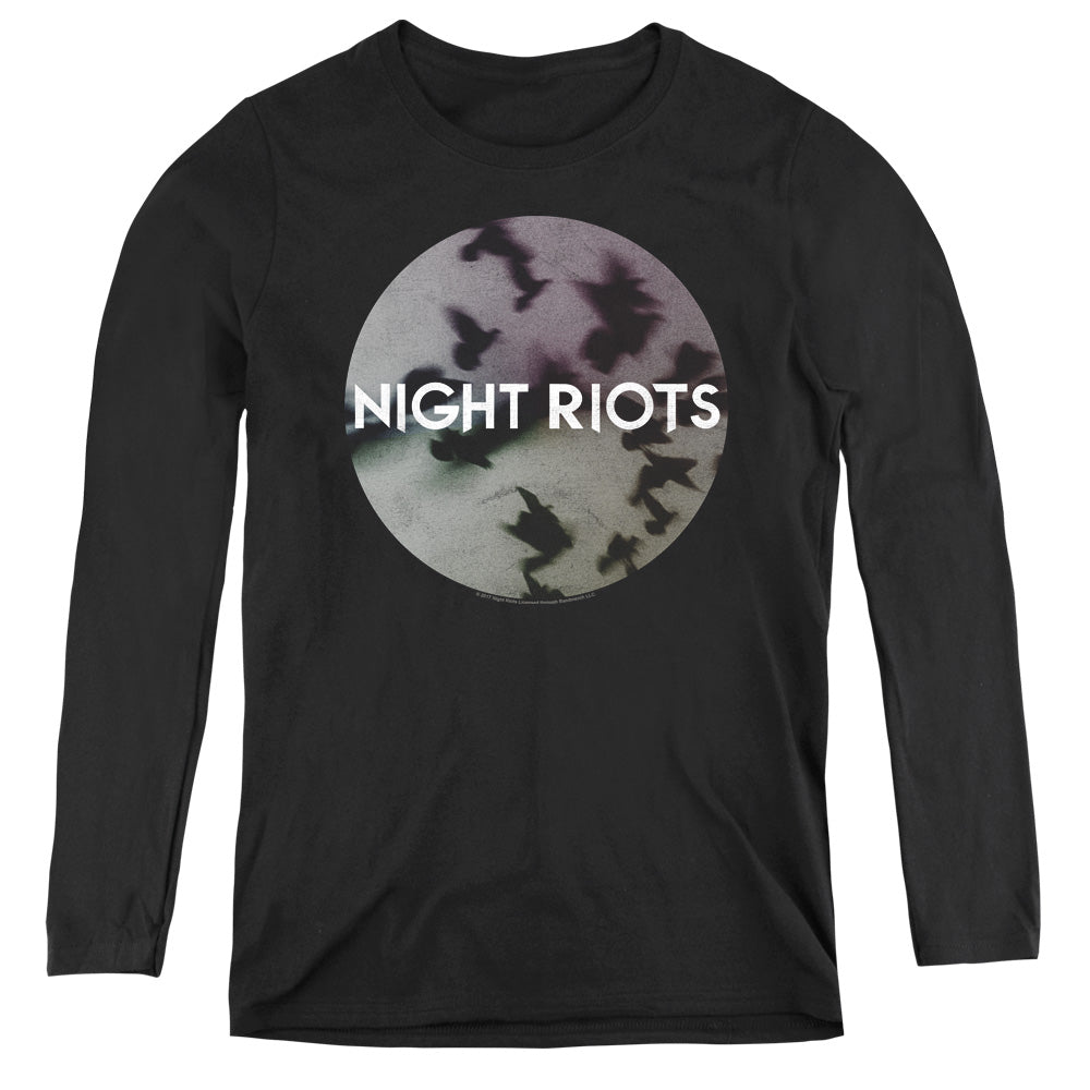 Night Riots Flock Womens Long Sleeve Shirt Black