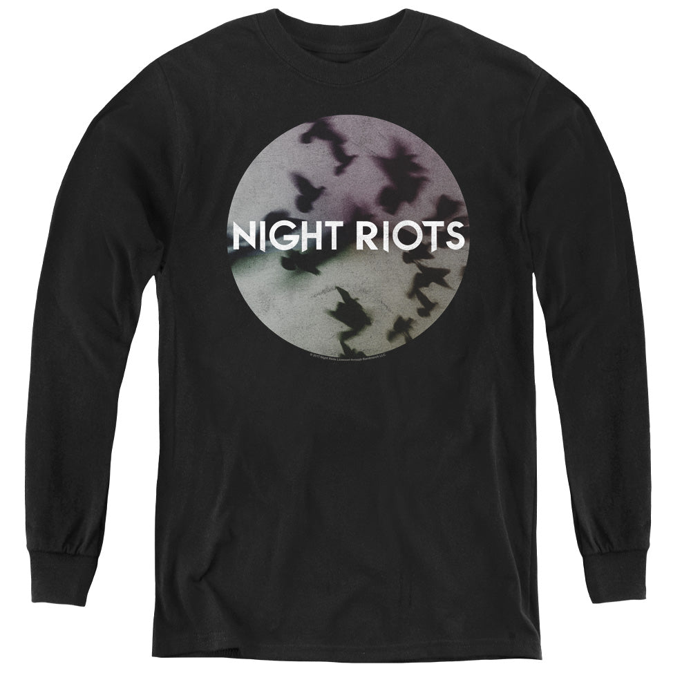 Night Riots Flock Long Sleeve Kids Youth T Shirt Black