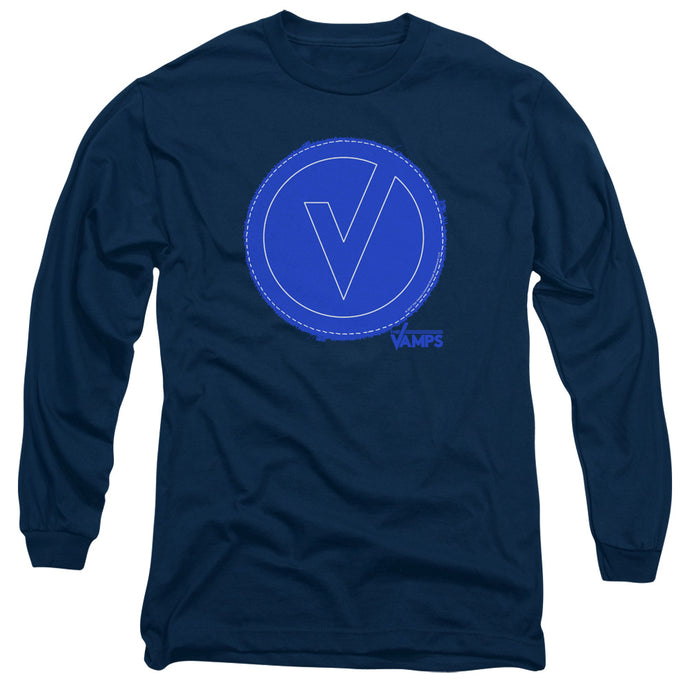 The Vamps Frayed Patch Mens Long Sleeve Shirt Navy Blue